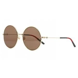 Gucci GG0061S Round Sunglasses – Gold Frame with Brown Lenses